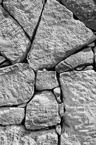 Stone Paving Fence Wall Black White — Stock Photo, Image