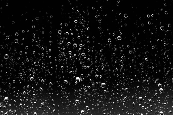 Капли Дождя Черном Стекле — стоковое фото