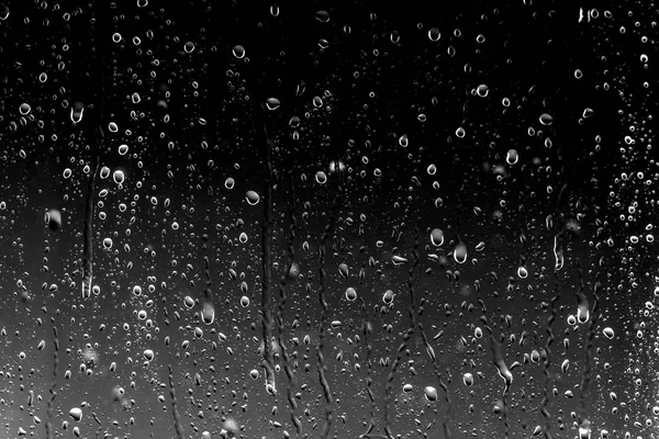 Krople Deszczu Czarne Szkło — Zdjęcie stockowe
