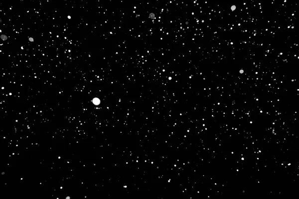 Χιονοθύελλα Υφή Bokeh Φώτα Μαύρο Φόντο Πυροβόλησε Ιπτάμενων Νιφάδες Χιονιού — Φωτογραφία Αρχείου