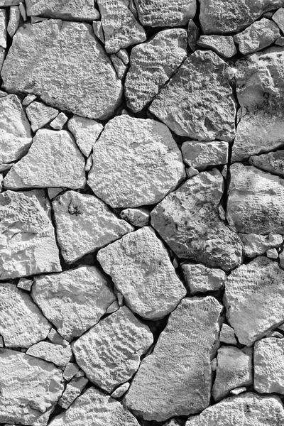 Stone Paving Fence Wall Black White — Stock Photo, Image