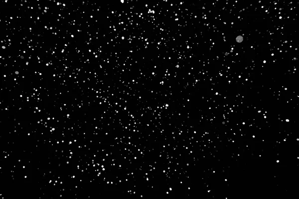 Snowstorm Texture Bokeh Lights Black Background Shot Flying Snowflakes Air — Stock Photo, Image