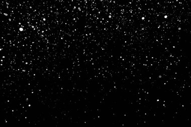 Kar fırtınası doku. Siyah arka plan, ışıkları bokeh vurdu kar taneleri havada uçan