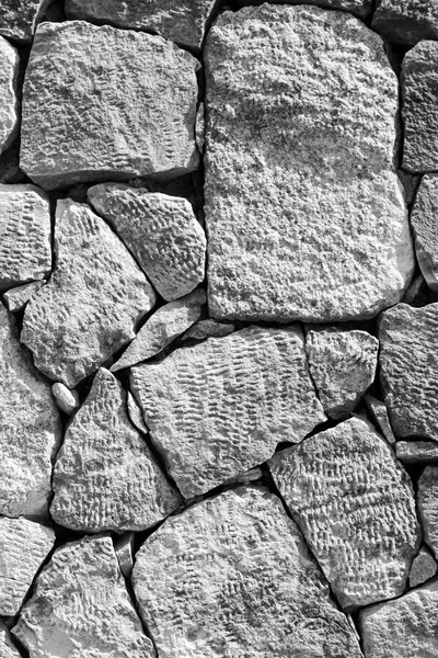 Stone Paving Fence Wall Black White — Stock Photo, Image
