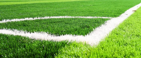 Campo Calcio Artificiale Colore Verde Brillante — Foto Stock