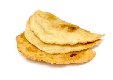 Cheburek - beyaz arka plan üzerinde izole birçok Türk ve Moğol halkların geleneksel çanak