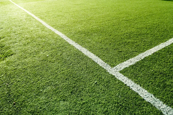 Calcio Erba Artificiale Con Striscia Bianca — Foto Stock