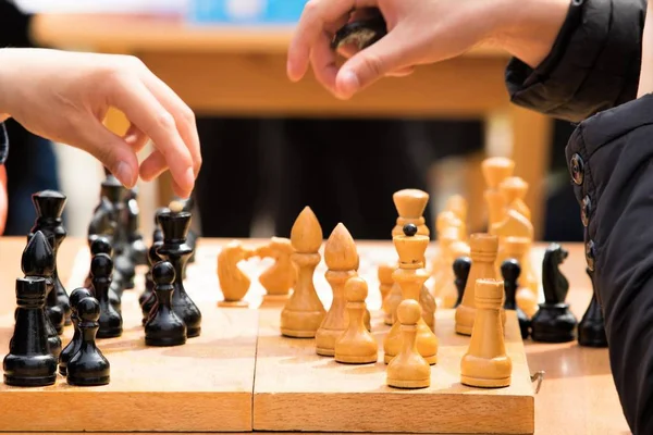 Chess Wooden Figures Game Street — Stock Photo, Image