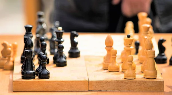 Chess Wooden Figures Game Street — Stock Photo, Image