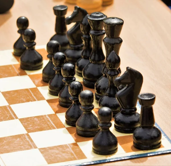 Chess Wooden Figures Game Street — Stock Photo, Image