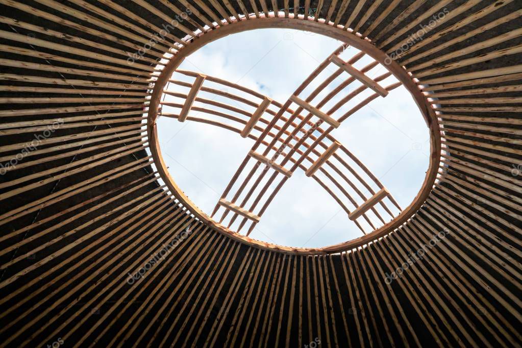 Kazakh shanyrak, the roof of the yurt the hole in the sky