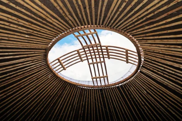 Kazakiska Shanyrak Taket Yurt Hålet Himlen — Stockfoto