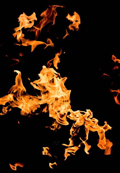 Bright flame of fire on a black background