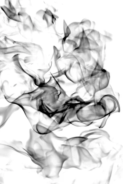 Fumée Noire Sur Fond Blanc Abstraction — Photo