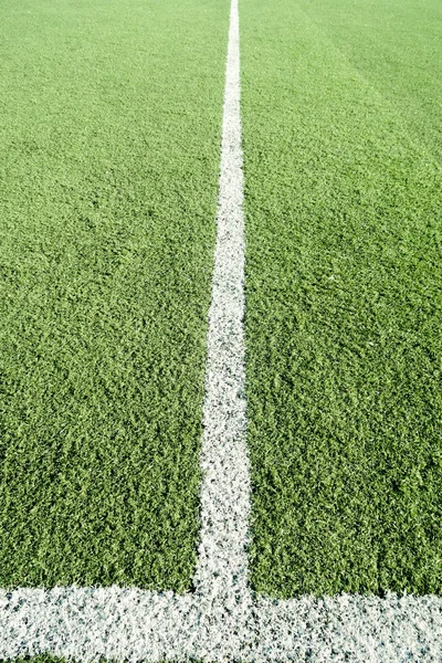 Calcio Erba Artificiale Con Striscia Bianca — Foto Stock