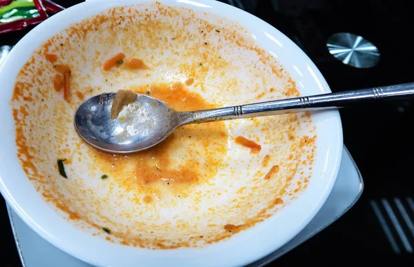 Dirty Plate Spoon Food — Stock Photo, Image