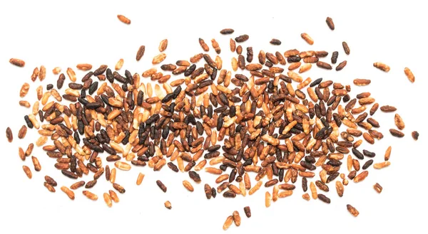 Brauner Reis Auf Weißem Hintergrund — Stockfoto