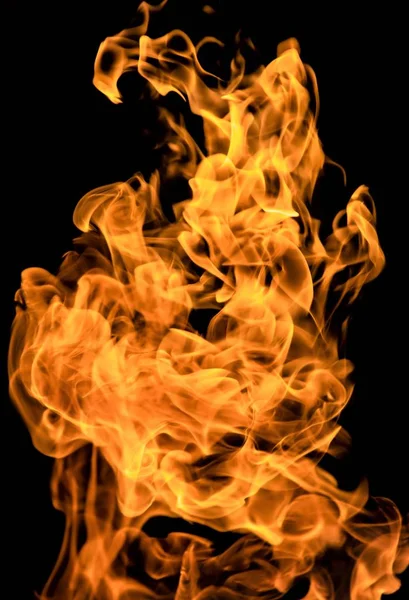 Огонь Пламени Черном Фоне — стоковое фото