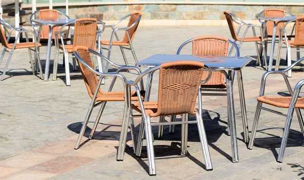 Chaises Tables Dans Rue Café Intérieur — Photo