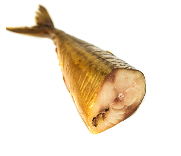 Ryba Uzená Makrela Izolovaných Bílém Pozadí — Stock fotografie