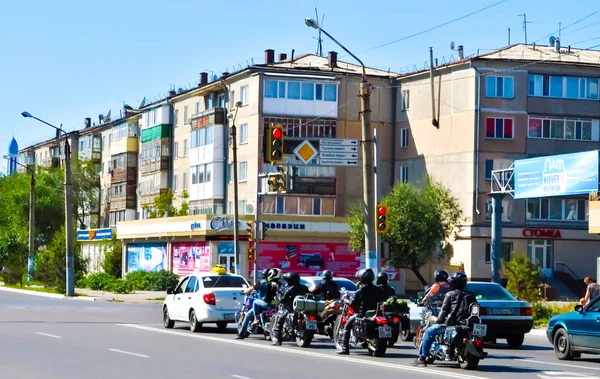 Petropavlovsk Kazakhstan Septiembre 2017 Motocicleta Asfalto Los Ciclistas Conducen Por —  Fotos de Stock