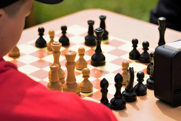 Chess Wooden Figures Game Street — Stock Photo, Image