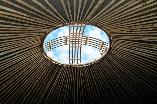 Kazakiska Shanyrak Taket Yurt Hålet Himlen — Stockfoto