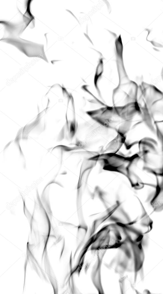 black smoke on white background, abstraction