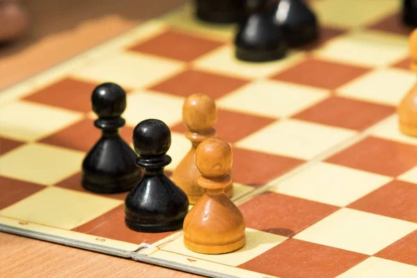 Chess Wooden Figures Game Street — Stock Photo, Image