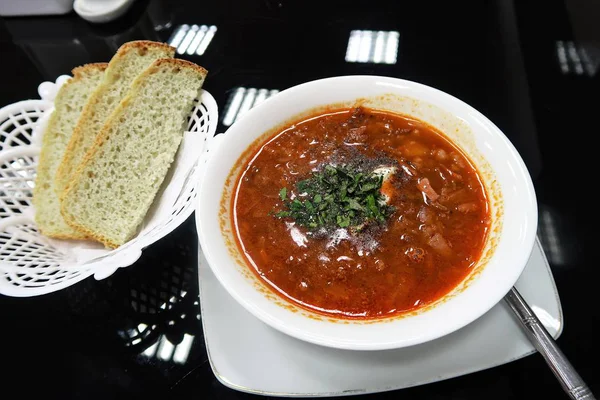 Soupe Borscht Repas Sur Table — Photo