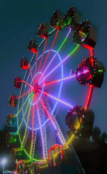 Ferris Wheel Night View Fog — Stock Photo, Image