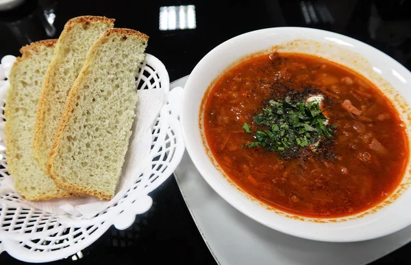 Soupe Borscht Repas Sur Table — Photo