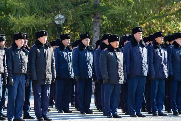 Petropavlovsk Kazakhstan Ottobre 2017 Revisione Della Costruzione Del Personale Del — Foto Stock