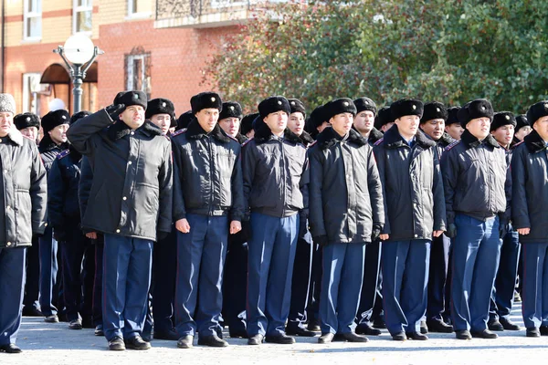 Петропавловськ Камчатський Казахстан Жовтня 2017 Будівництво Огляд Персоналу Департамент Внутрішніх — стокове фото