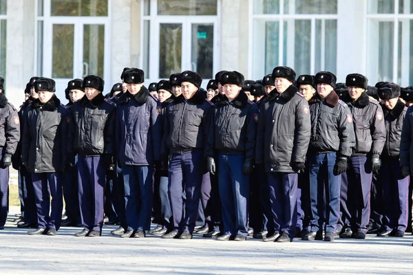 Petropavlovsk Kazachstán Října 2017 Stavební Přehled Personálu Oddělení Vnitřních Záležitostí — Stock fotografie