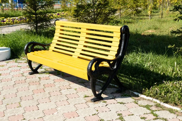 Wooden Bench Park Summer — Stock Photo, Image
