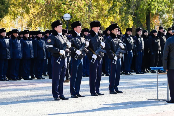 Петропавловськ Камчатський Казахстан Жовтня 2017 Будівництво Огляд Персоналу Департамент Внутрішніх — стокове фото