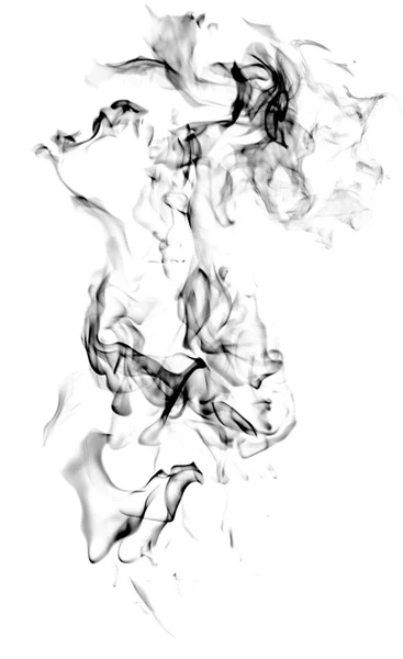 Fumo Nero Sfondo Bianco Astrazione — Foto Stock