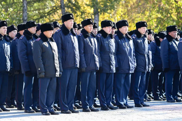 Петропавловськ Камчатський Казахстан Жовтня 2017 Будівництво Огляд Персоналу Департамент Внутрішніх — стокове фото