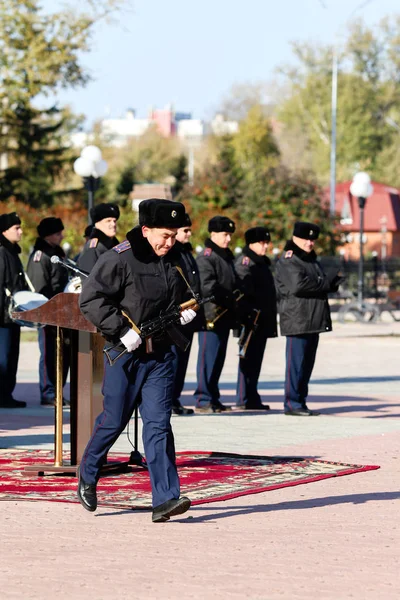Pietropawłowsk Kazachstan Października 2017 Przegląd Konstrukcyjny Personelu Departamencie Spraw Wewnętrznych — Zdjęcie stockowe