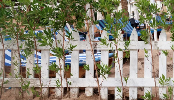 Clôture Bois Blanc Dans Rue — Photo