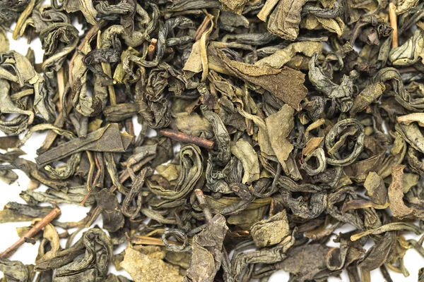 Сухой Зеленый Чай Белом Фоне — стоковое фото