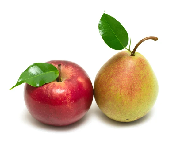Jablko Hruška Izolovaných Bílém Pozadí — Stock fotografie