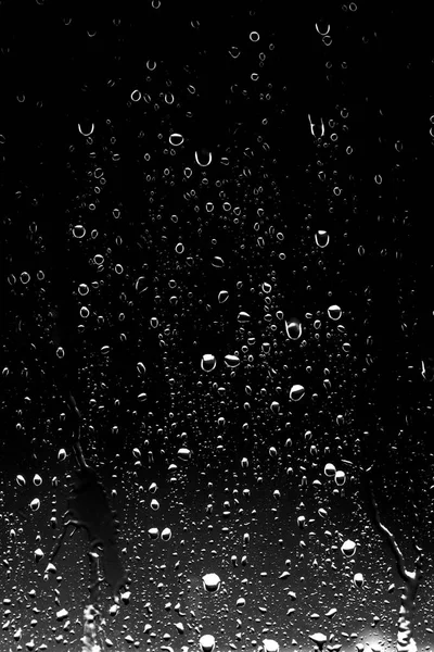 Gotas Lluvia Sobre Vidrio Negro — Foto de Stock