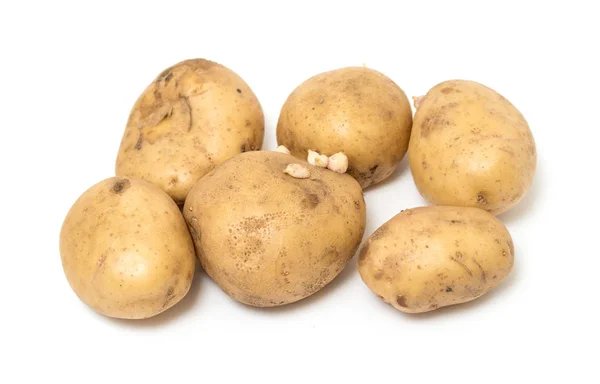 Rauwe Biologische Aardappelen Geïsoleerd Witte Achtergrond — Stockfoto