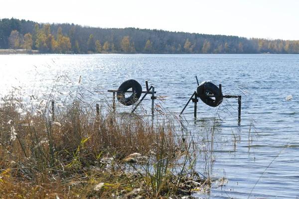 Tires in the water landscape