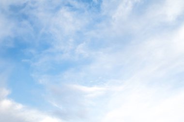 Mavi gökyüzü arka planında sirus bulutları