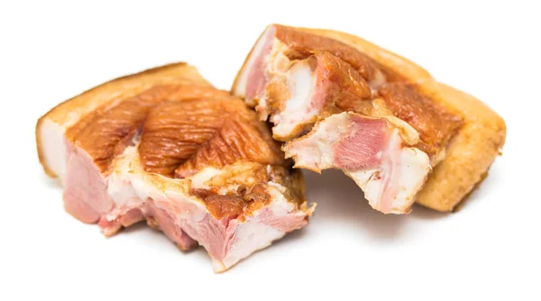 Carne Fumada Isolada Sobre Fundo Branco — Fotografia de Stock