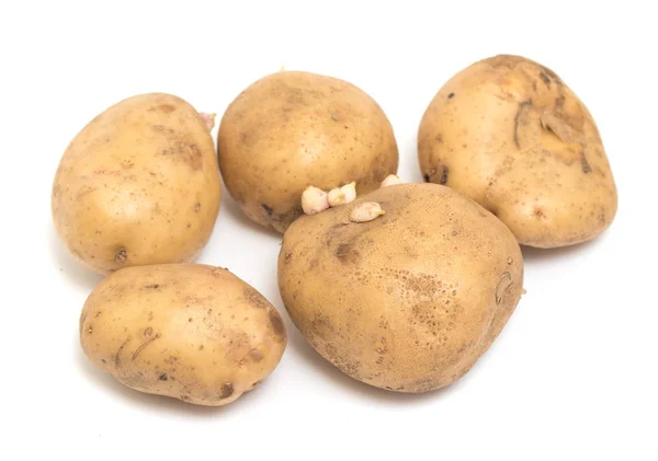 Rauwe Biologische Aardappelen Geïsoleerd Witte Achtergrond — Stockfoto