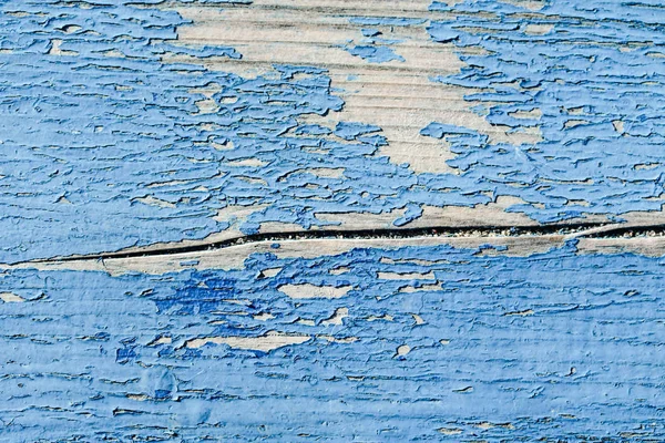 用蓝色颜料画的旧木面板 — 图库照片